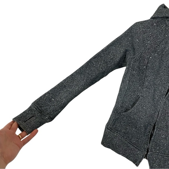 Lululemon Scuba Hoodie Jacket Full Zip Womens 4 Small Gray Black Speckle Pockets - Picture 5 of 12